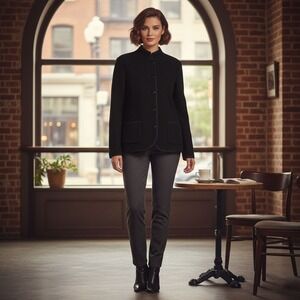 Talbots Jacket Women S Merino Wool Button Up Long Sleeve Workwear Preppy Pockets